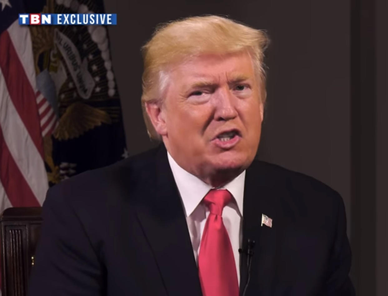 Donald Trump during his interview with Governor Mike Huckabee: TBN