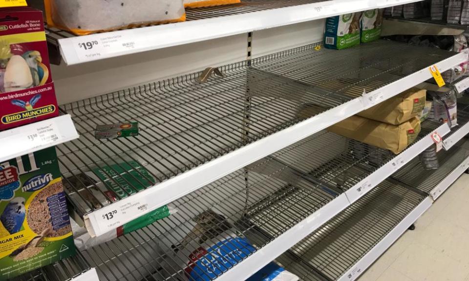 Partly empty shelves in Sydney’s inner west.