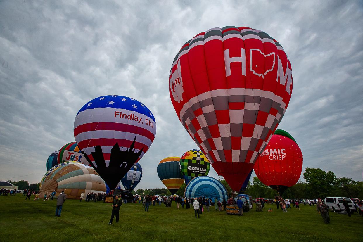 Hot air balloons were inflated at Bowman Field during the KDF Great Balloon Race on Saturday morning. April 29, 2023