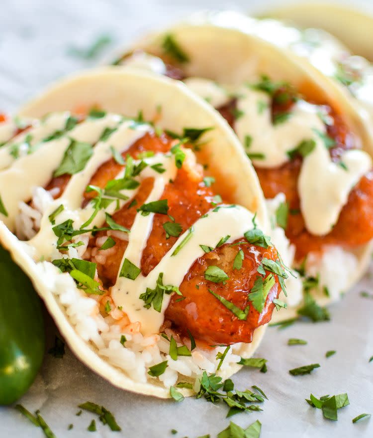 Crispy Honey Chipotle Chicken Tacos