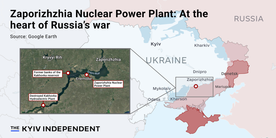 The location of the Russian-occupied Zaporizhzhia Nuclear Power Plant in Enerhodar, Zaporizhzhia Oblast.