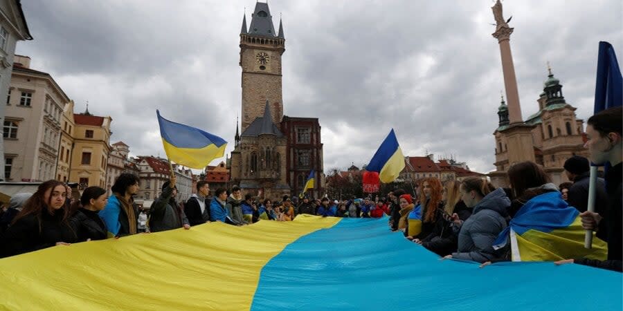 Action in Prague on the anniversary of Russia's invasion of Ukraine