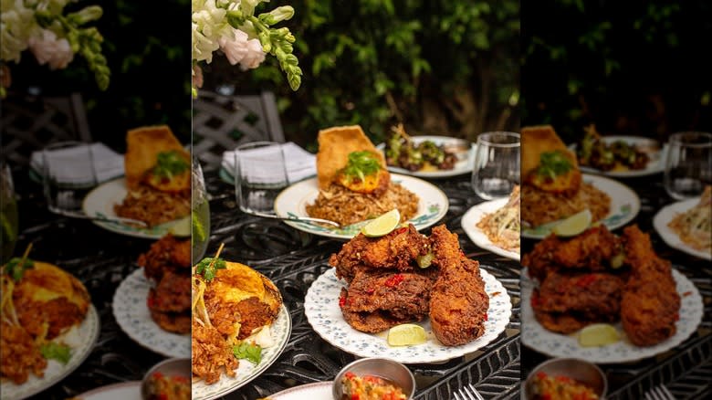 Spread of food on table