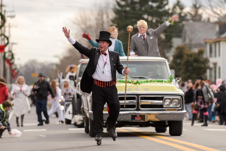 Jack Schreppler, known as the "Grand Marshal for Life," leads the Hummers Parade South Broad Street in Middletown on New Year's Day in 2016.