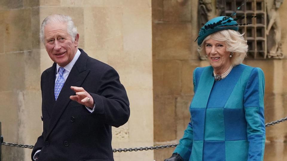 King Charles and Queen Camilla walking