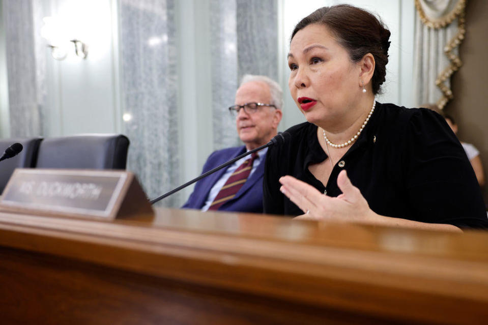 Senate Commerce, Science, and Transportation Subcommittee on Aviation Safety, Operations, and Innovation Chair Tammy Duckworth questions witnesses during a hearing in the Dirksen Senate Office Building on Capitol Hill on November 09, 2023 in Washington, D.C. / Credit: Chip Somodevilla/Getty Images