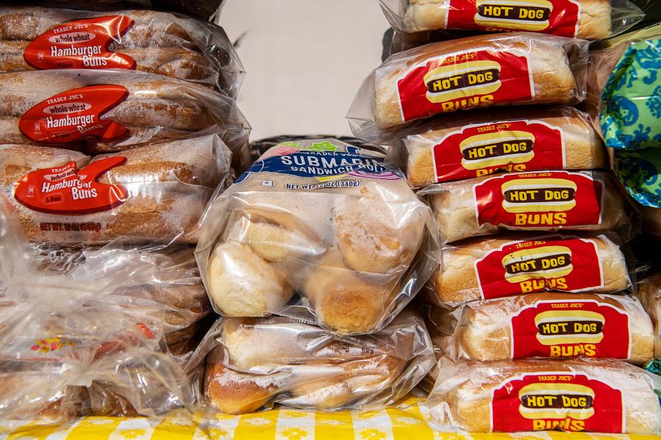 Buns are stacked on a table at the Bounty & Soul Community Market in Black Mountain, November 14, 2023.