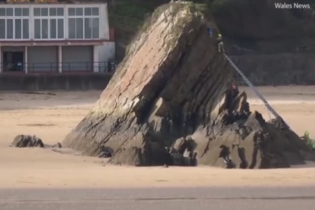 Boy stranded on Goscar Rock, Pembrokeshire