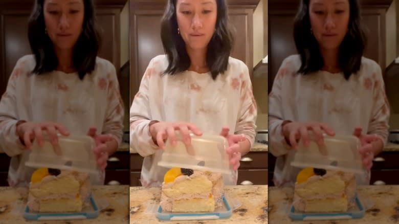 Slices of cake on top of lid