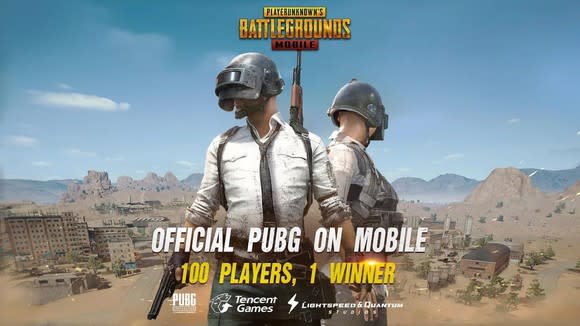 Two soldiers posing on the cover of PUBG Mobile.