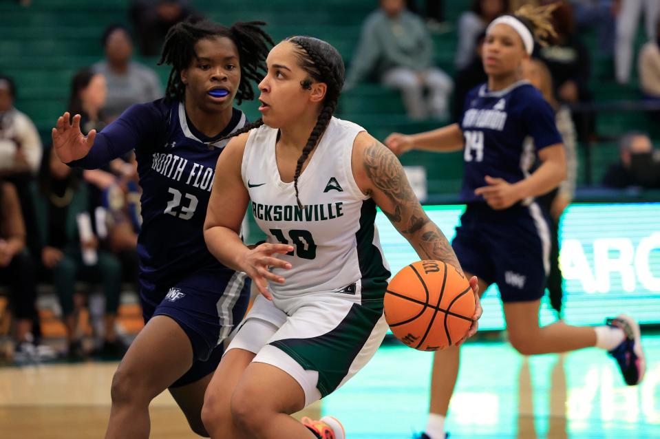 Jacksonville University junior guard Edyn Battle was the Dolphins' leading scorer in two victories over North Florida last week.
