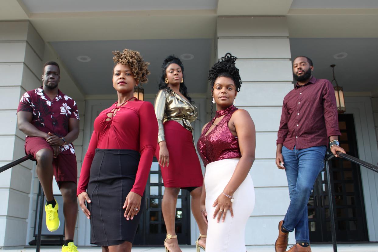 From left, FSU/Asolo Conservatory students Daniel Ajak, Bonita Jackson Turner, Nydira Adams, Naire Poole and Ptah Garvin stand outside the FSU Center for the Performing Arts. The five students, endorsed by dozens of others, issued a call to action for the Conservatory and Asolo Repertory Theatre to increase diversity and take steps against racism.