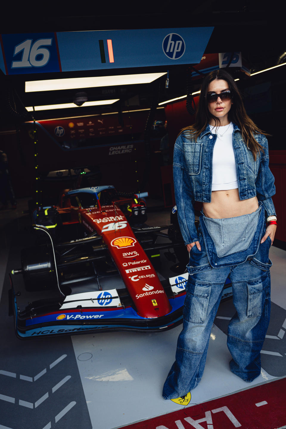 Valentina Ferrer in the Scuderia Ferrari garage.