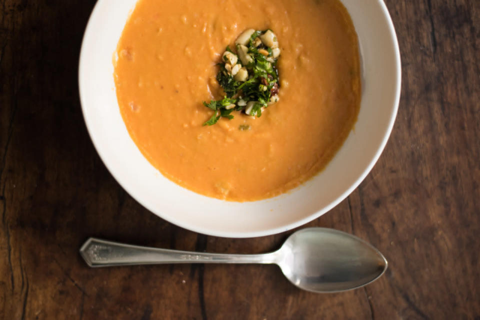 Sweet Potato Soup & Peanut Pesto