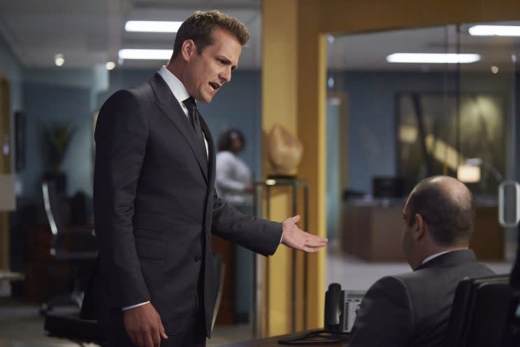 Gabriel Macht as Harvey Specter (Credit: Shane Mahood/USA Network)