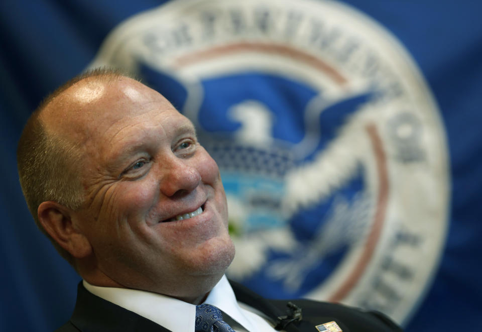 FILE - In this April 26, 2018 file photo, U.S. Immigration and Customs Enforcement acting director Thomas Homan poses for a portrait in East Point, Ga. President Donald Trump says he’s planning to name former acting director of Immigration and Customs Enforcement, Tom Homan, as a border czar who’ll report directly to him. Trump tells “Fox & Friends” that Homan will “probably” work from the White House, but will spend a lot of time on the U.S.-Mexico border. (AP Photo/John Bazemore)