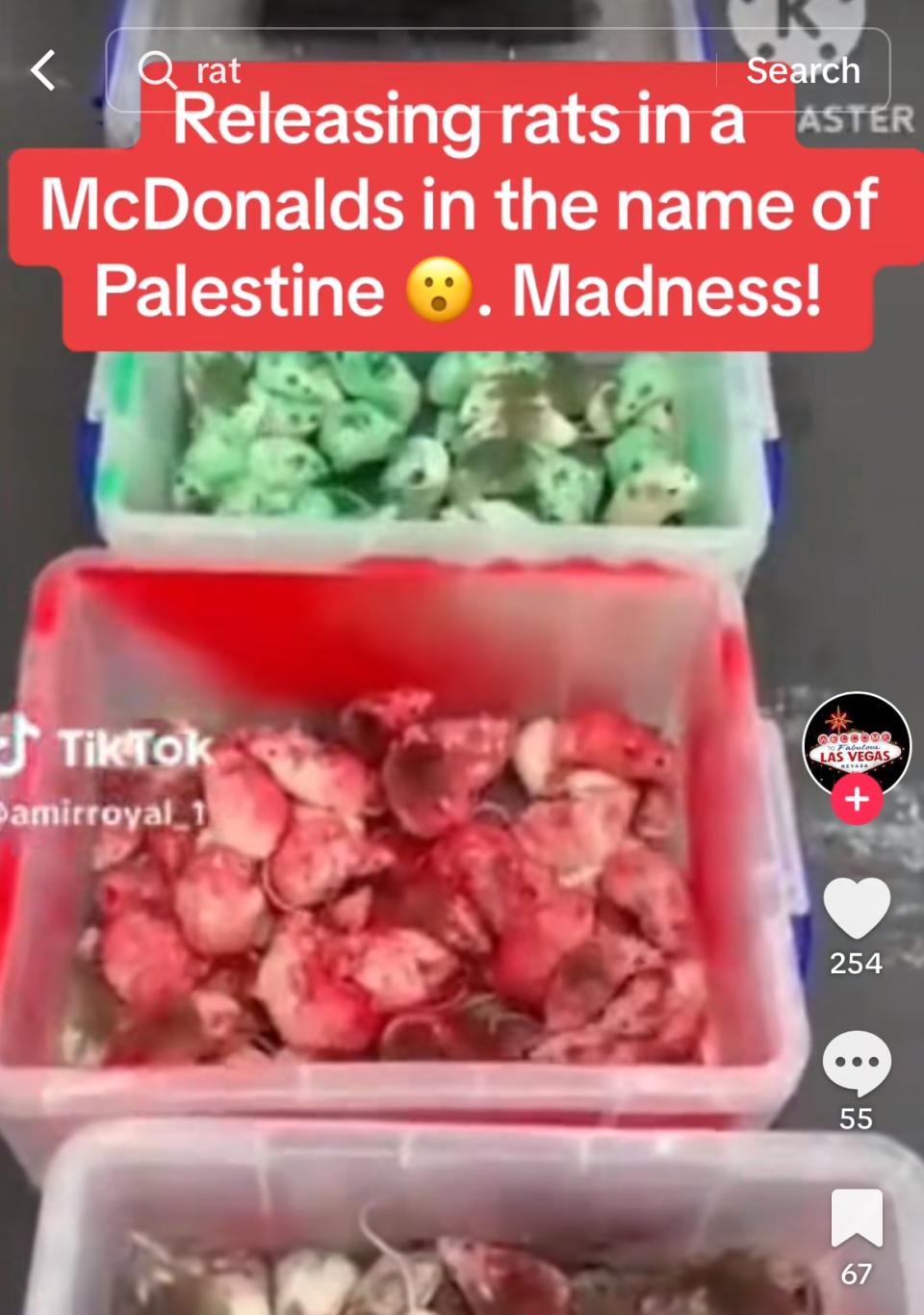 The video of mice being emptied into the McDonald's branch appeared on multiple accounts on social media. (TikTok)