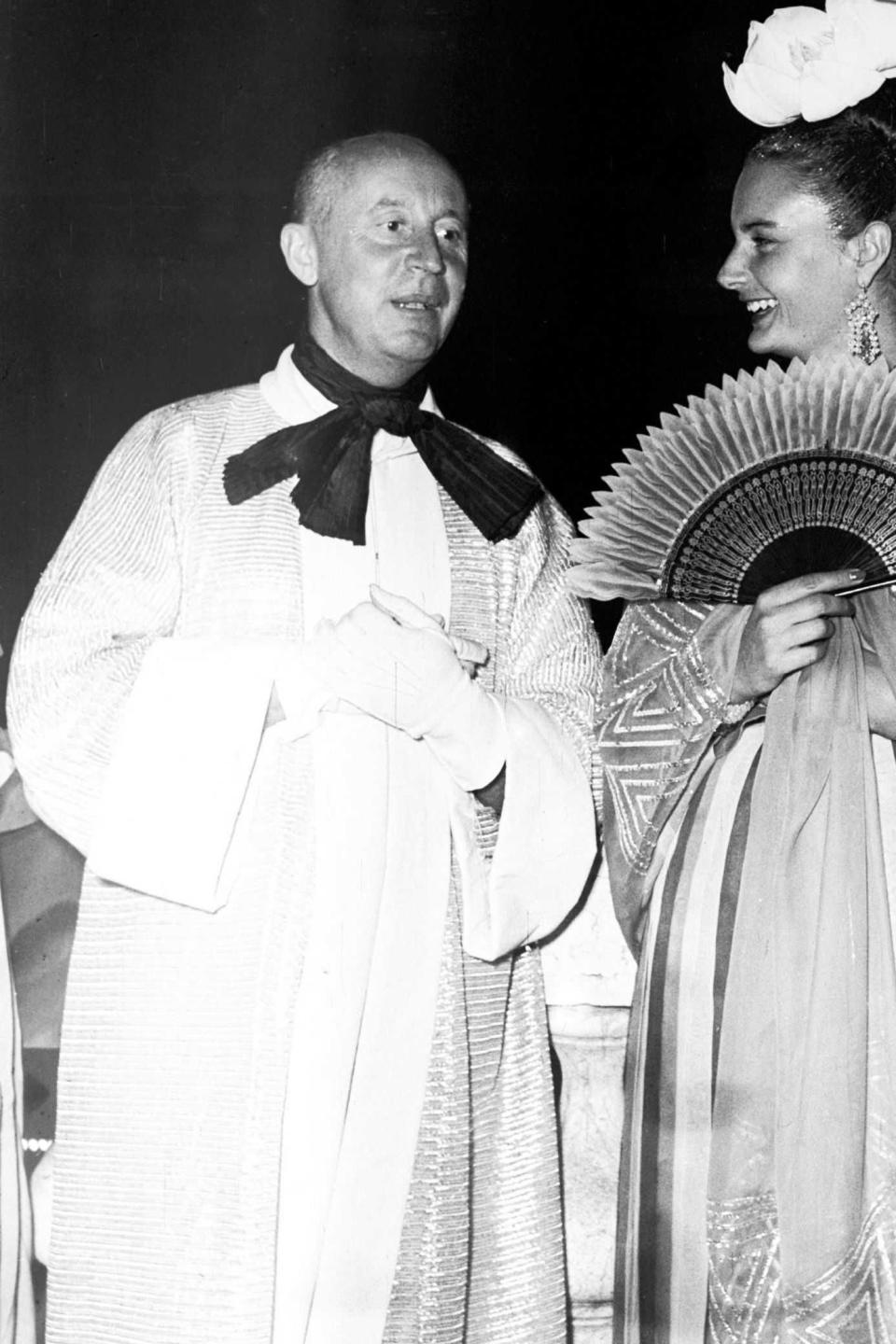 Christian Dior, left, as Pierrot at the Beistegui costume ball, 1951.