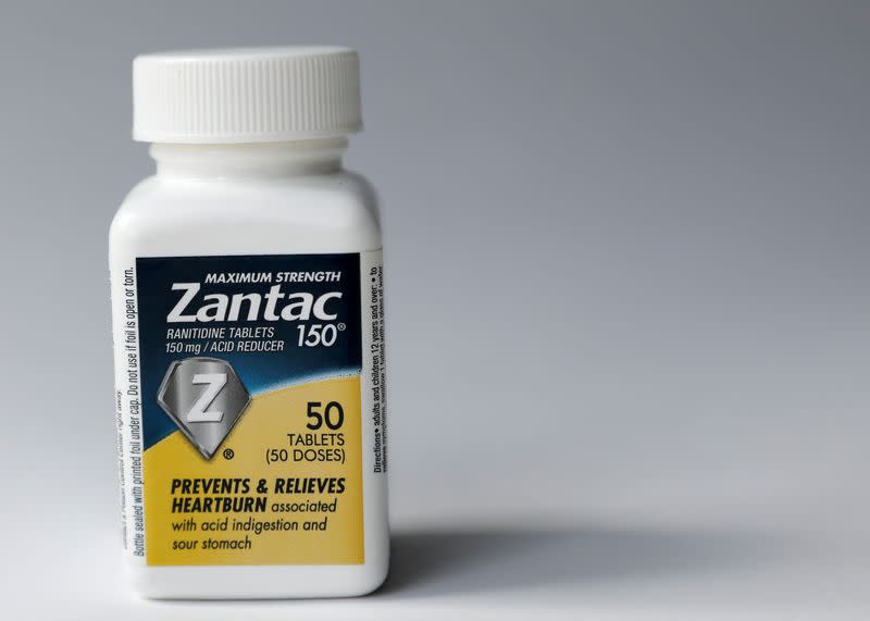 A bottle of Zantac heartburn drug is seen in this picture illustration