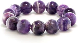 Gem Stone King Purple Amethyst Bead Gemstone Stretchy Bracelet