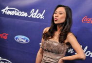 Jessica Sanchez arrives at the 'American Idol' Finalists Party at The Grove on March 1, 2012 in Los Angeles, California. (Photo by Jordan Strauss/WireImage)