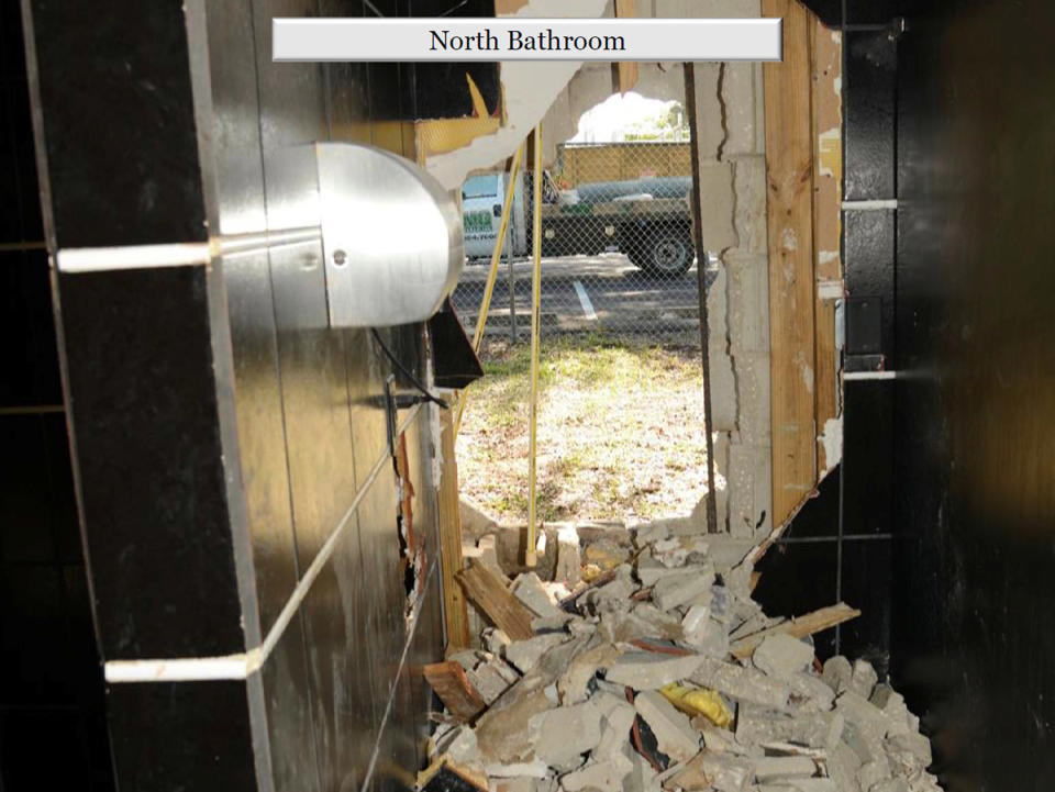 <p>The north bathroom in the Pulse Nightclub, where Omar Mateen killed 49 people, in Orlando, Florida, U.S. is pictured in this image released as part of a briefing document by the Orlando Police on April 13, 2017. (Orlando Police/Handout via REUTERS) </p>