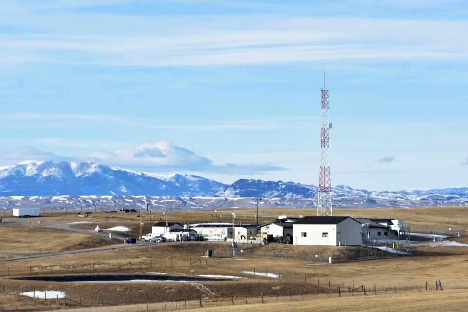 A U.S. Air Force installation surrounded by farmland in central Montana is seen on Feb. 7, 2023, near Harlowton, Montana. Lawmakers in at least 11 statehouses and Congress are weighing further restrictions on foreign ownership of U.S. farmland.