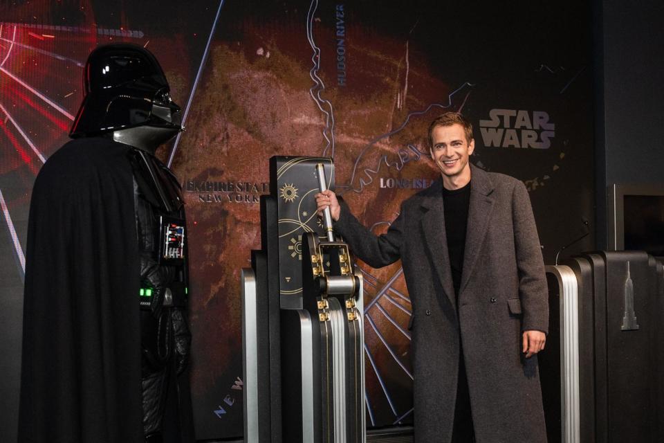 PHOTO: Actor Hayden Christensen participates in a Star Wars themed Empire State Building lighting ceremony on March 21, 2024, in New York. (Dimitrios Kambouris/Getty Images for Empire State Realty Trust)