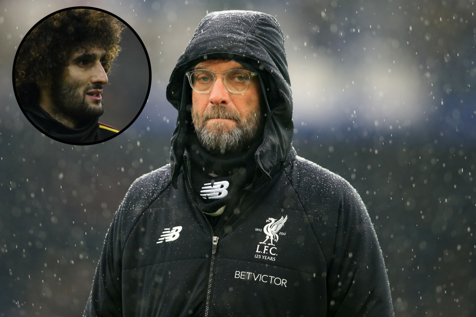 Liverpool manager Jurgen Klopp could be targeting a cheeky move for Manchester United midfielder Marouane Fellaini