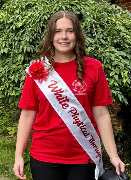 Kaitlyn Waite, a constestant in the Greater Alliance Carnation Festival queen pageant, donated more than 800 pounds of food to Alliance Community Pantry as part of an annual contestant competition. The woman who donates the most food wins the contest.