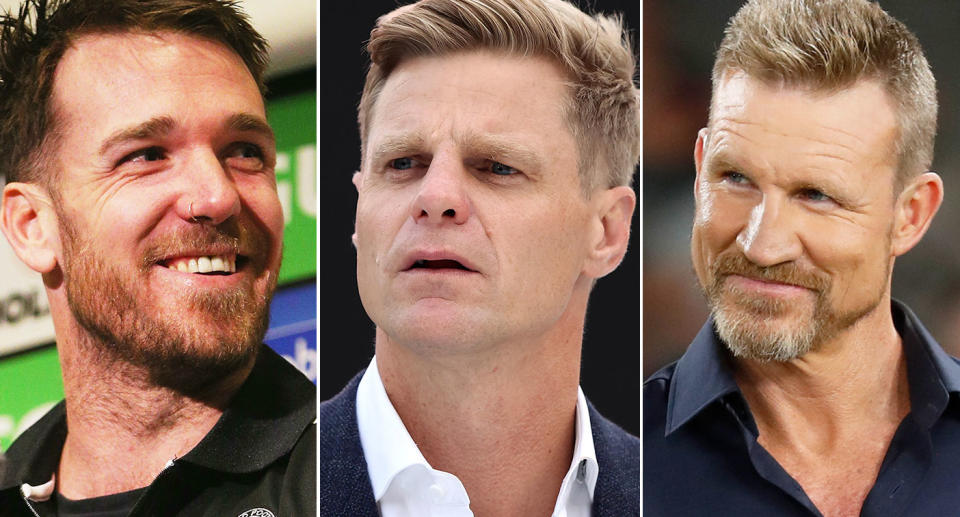 Dane Swan and other former Collingwood fan favourites have lashed Nick Riewoldt's comments about them and former coach, Nathan Buckley. Pic: Getty