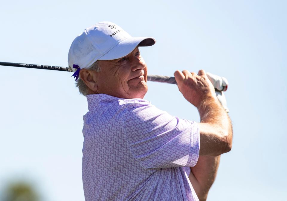John Cook tees off on 11 during the final round of the Galleri Classic in Rancho Mirage, Calif., Sunday, March 26, 2023. 