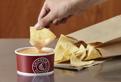 1,270 calories - Large Chips & Large Queso at Chipotle