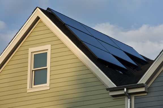 A Maryland home gleams with solar panels.