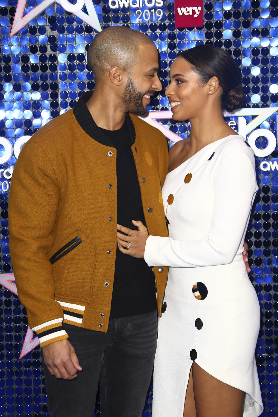 Marvin Humes and Rochelle Humes pose for photographers upon arrival at the Global Gift Gala in London, Thursday, March 7, 2019. (Photo by Joel C Ryan/Invision/AP)