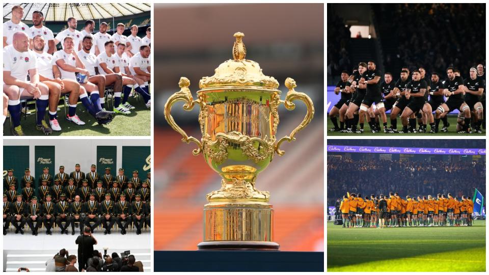 Rugby World Cup with a split of England, South Africa, New Zealand and Australia Credit: Alamy