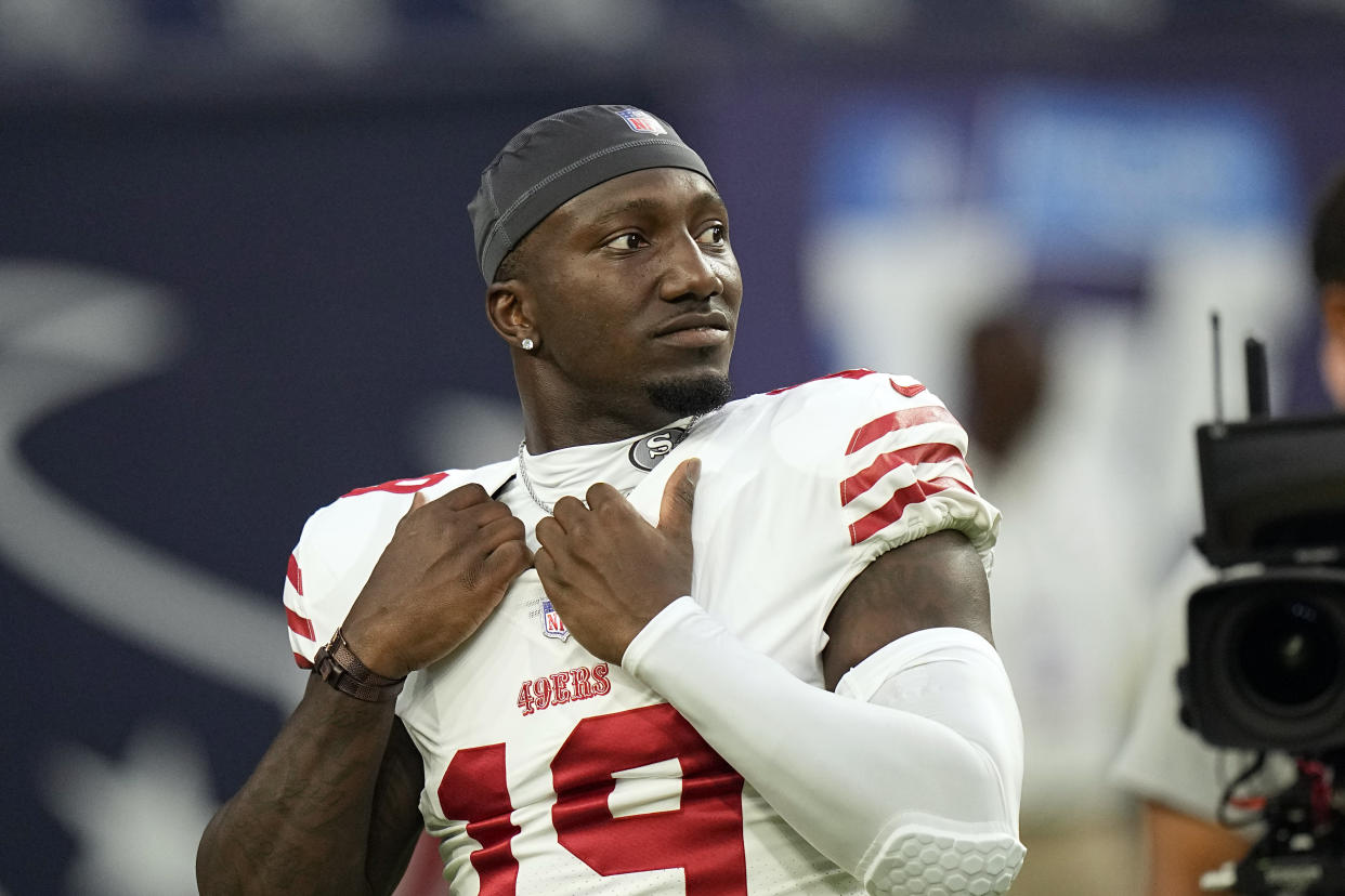 San Francisco 49ers wide receiver Deebo Samuel could disappoint fantasy managers in Week 1 at Chicago. (AP Photo/David J. Phillip)