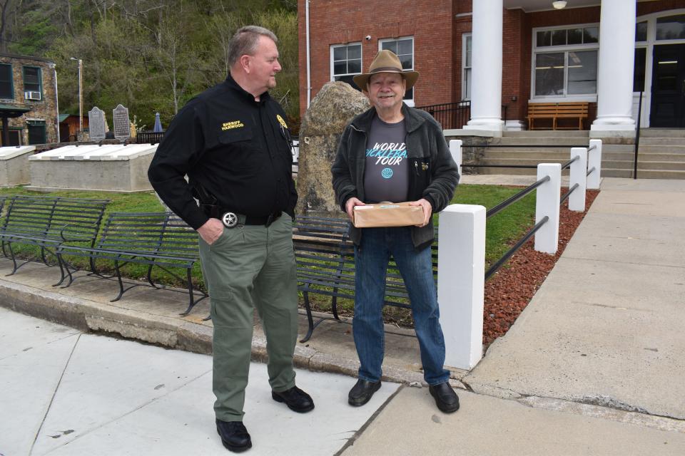 Sheriff Buddy Harwood had Greensboro Police Department mail him Bobby Hicks' handgun that was stolen from him in 1978 while living in Greensboro. Harwood returned the gun to Hicks April 15, more than 43 years after it was stolen from him.