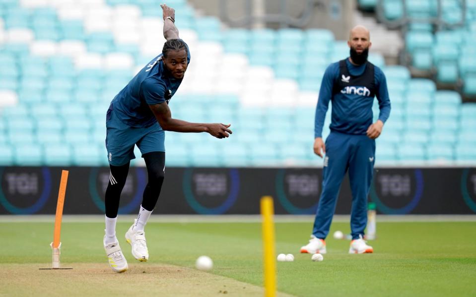 England's Jofra Archer during the net session at the Kia Oval, London.