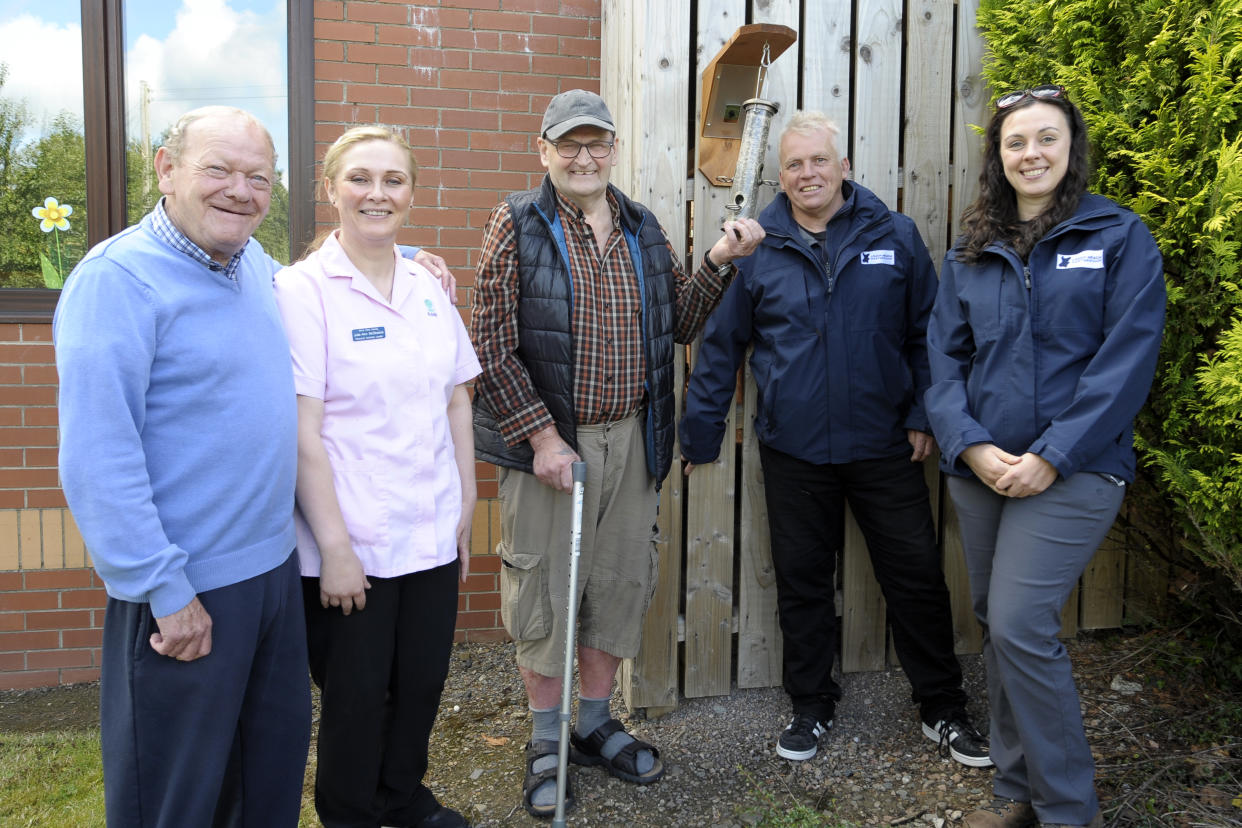 Bird feeders and nestcam at Lisnisky care home (Edward Byrne/PA) 