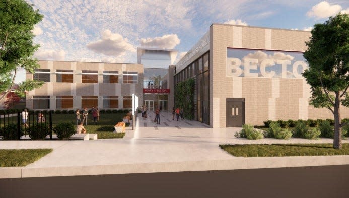 View of new gym proposed for west side of Becton Regional building proposed as Question 1 of upcoming March 12 referendum.