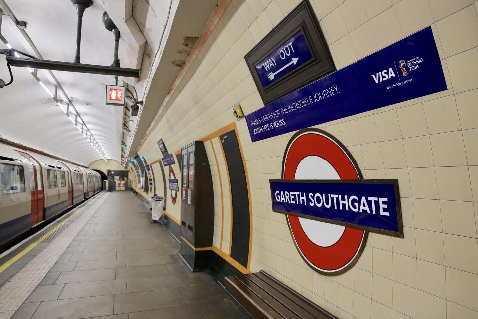 The rebranded Gareth Southgate tube station.