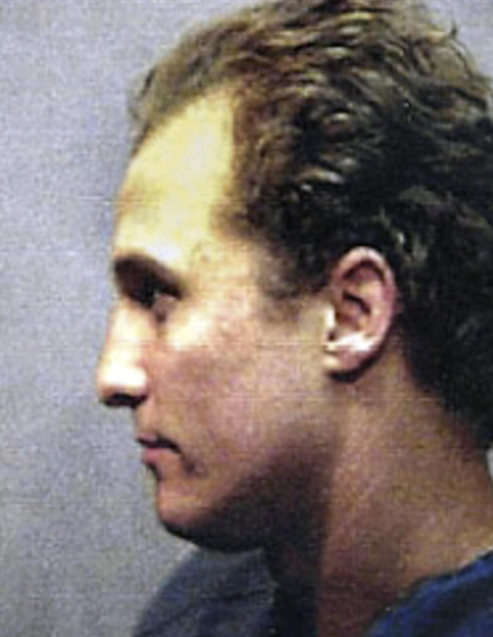 In this handout, American actor and producer Matthew McConaughey in a mug shot following his arrest in Austin, Texas, US, 25th October 1999. (Photo by Kypros/Getty Images)