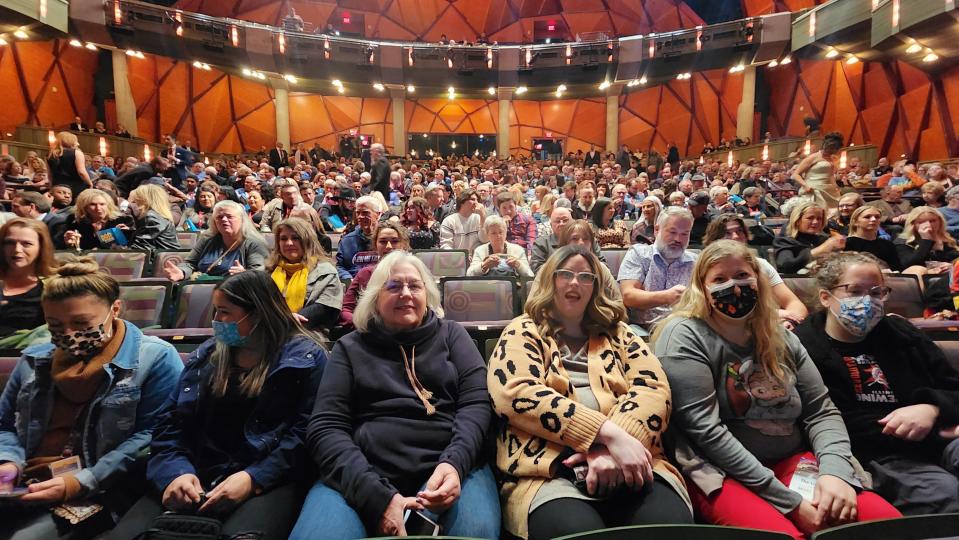 A nearly sold-out audience of about 1,000 people sit in anticipation for the Amarillo premiere of "What Remains" Thursday night at the Globe-News Center for the Performing Arts in downtown Amarillo.