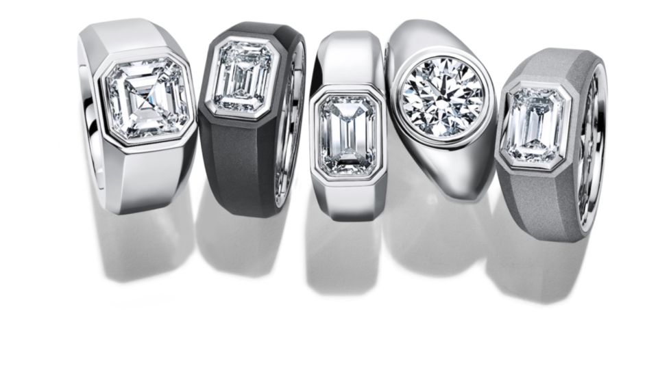 Colección “The Charles Tiffany Setting” de anillos de compromiso para hombres. Foto: Tiffany & Co. 