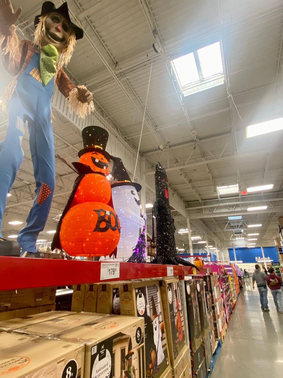 Halloween decor and candy aisle in Sam's Club.