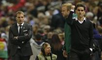 Football - Liverpool v FC Sion - UEFA Europa League Group Stage - Group B - Anfield, Liverpool, England - 1/10/15 Sion coach Didier Tholot celebrates after the game as Liverpool manager Brendan Rodgers looks on Reuters / Phil Noble Livepic