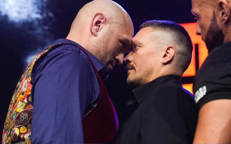 Tyson Fury y Olexsandr Usyk, cara a cara, como planean estar en la unificación de las coronas de la categoría