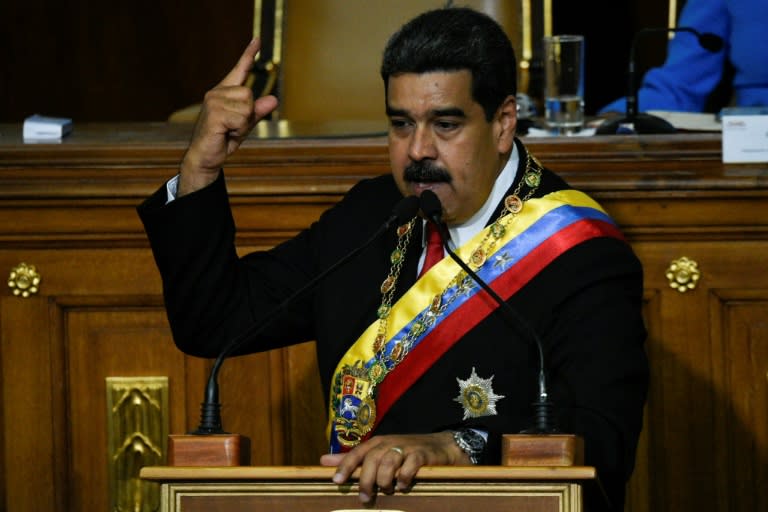 Venezuelan President Nicolas Maduro speaks during his second-term swearing in ceremony, at the Congress building in Caracas on May 24, 2018