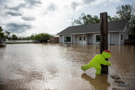 <p>Flood waters are seen surrounding a home in Livingston, Montana on June 14. </p>